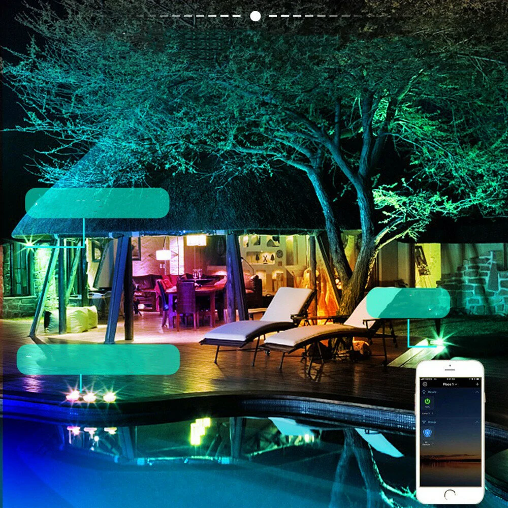 (image for) LED Reflector RGB Smart Floodlight Outdoor Spotlight 30W 50W 100W Waterproof 220V Warm Cool Lighting Tuya WIFI Control for Alexa